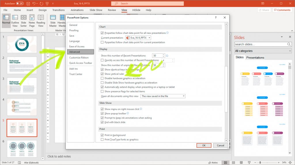 powerpoint online how to show ruler