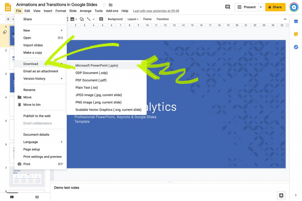 how to download a presentation from google slides