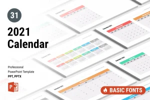 Calendar slide template 2021 for PowerPoint and Keynote