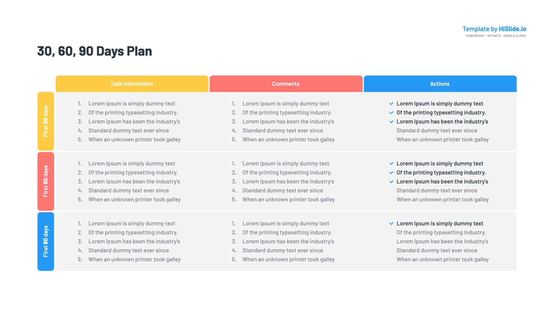 30 60 90 plan template free ppt