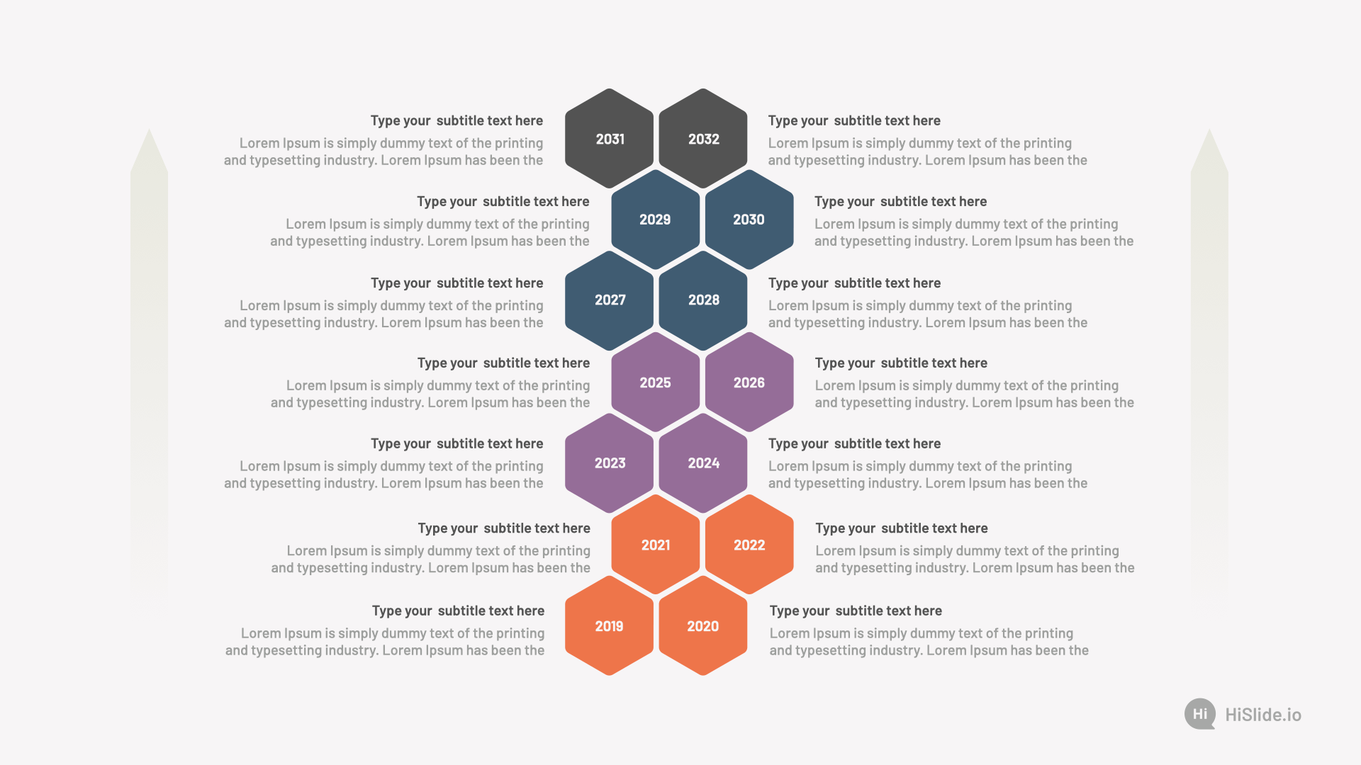 14 Years Vertical Timeline Template for Presentation