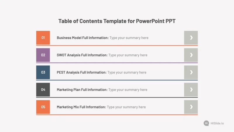 Table of Contents Template for PowerPoint PPT