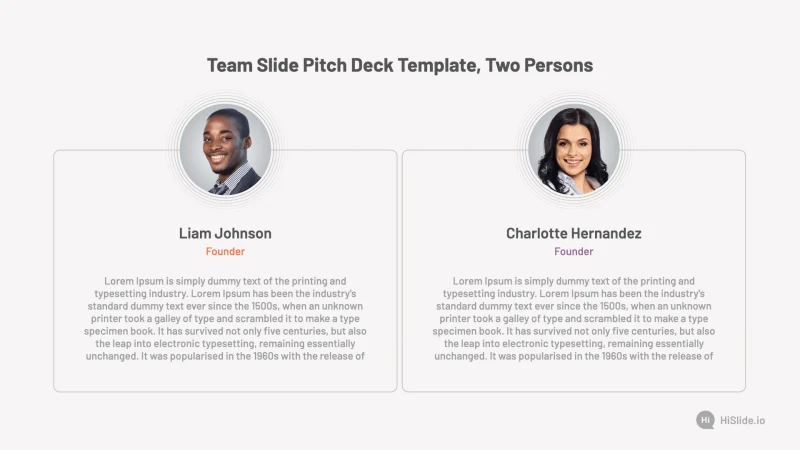 Team Slide Pitch Deck Template, Two Persons