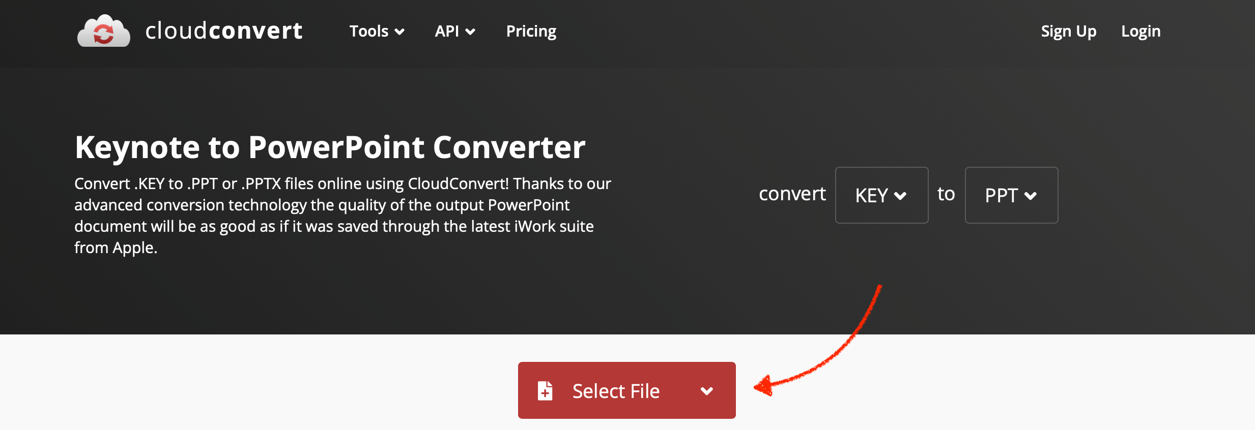 cloudconvert online converter key to ppt pptx